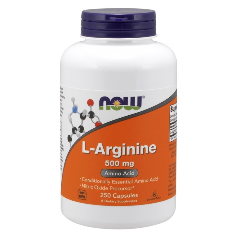 L-Arginina 500mg 250 kapsułek NOW Foods