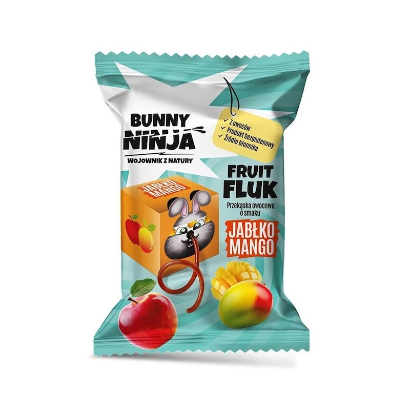 Przekąska Owocowa Fruit Fluk Jabłko Mango Bez Dodatku Cukru Bez Glutenu 15g Bunny Ninja