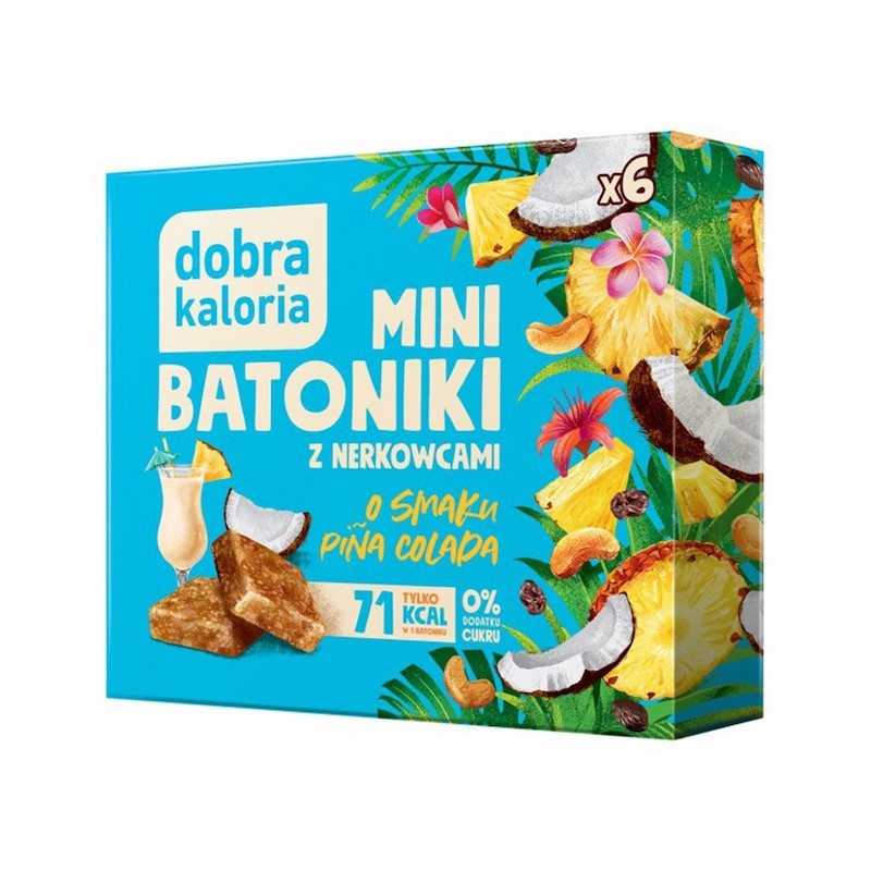 Batoniki Mini z Nerkowców s Smaku Pina Colada Bez Dodatku Cukru (6 x 17g) 102g Dobra Kaloria