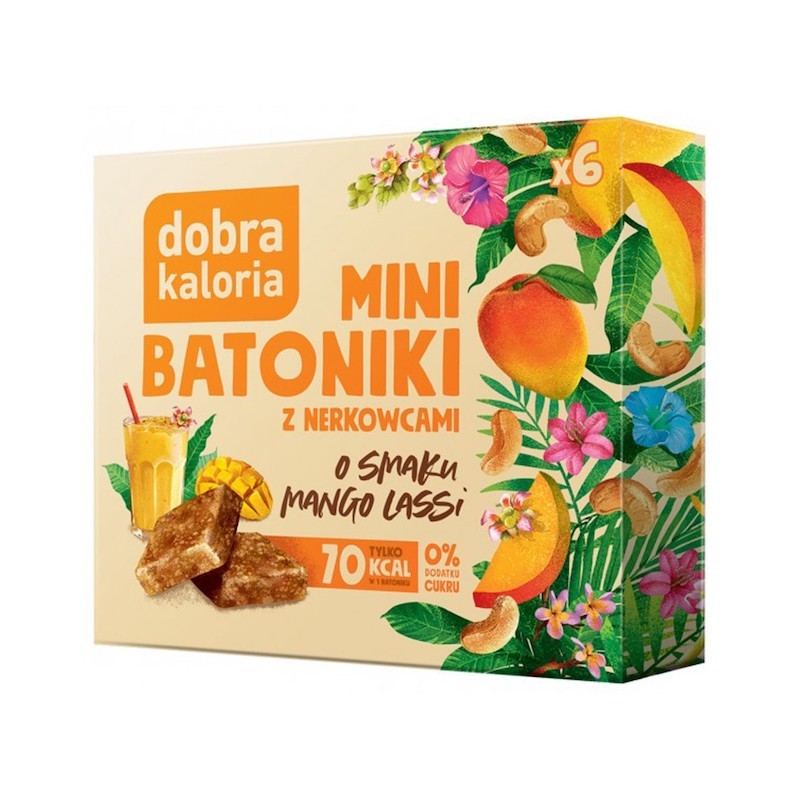 Batoniki Mini z Nerkowców o Smaku Mango Lassi Bez Dodatku Cukru (6 x 17g) 102g Dobra Kaloria