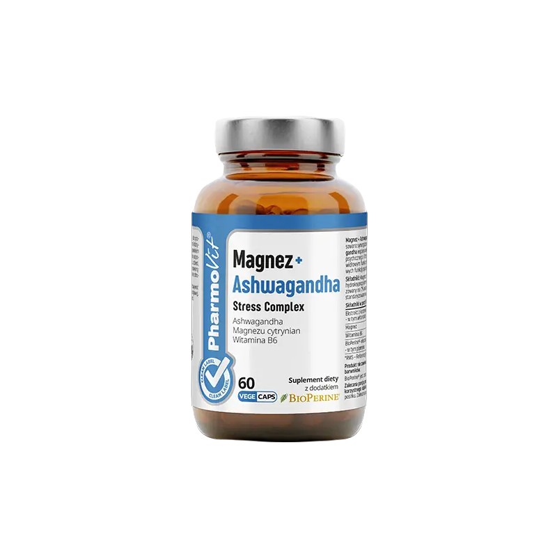 Magnez + Ashwagandha Stress Complex Bezglutenowe 60 Kapsułek Pharmovit (Clean Label)