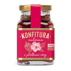 Raspberry Jam with Rose Petals Reduced Sugar 170g Polska Róża