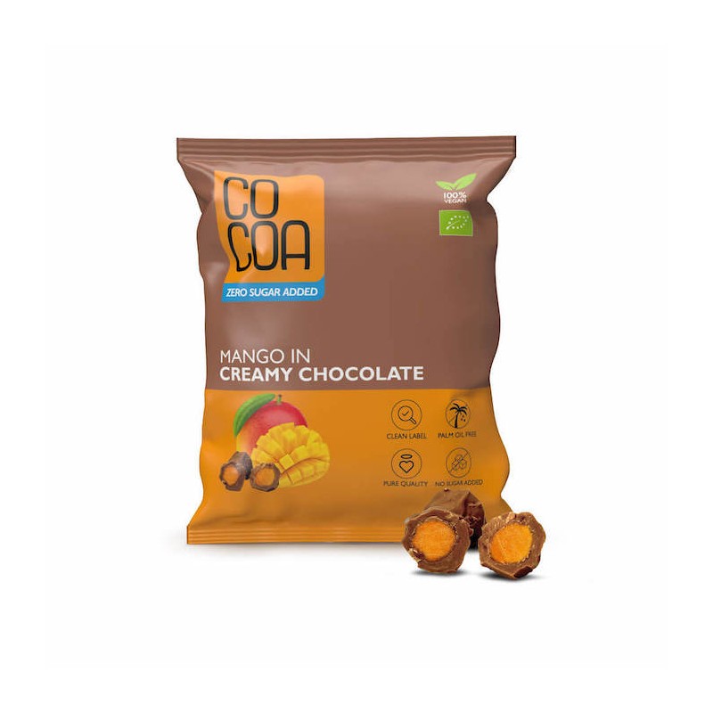 Organic Vegan Mango In Creamy Chocolate No Sugar 70g Cocoa