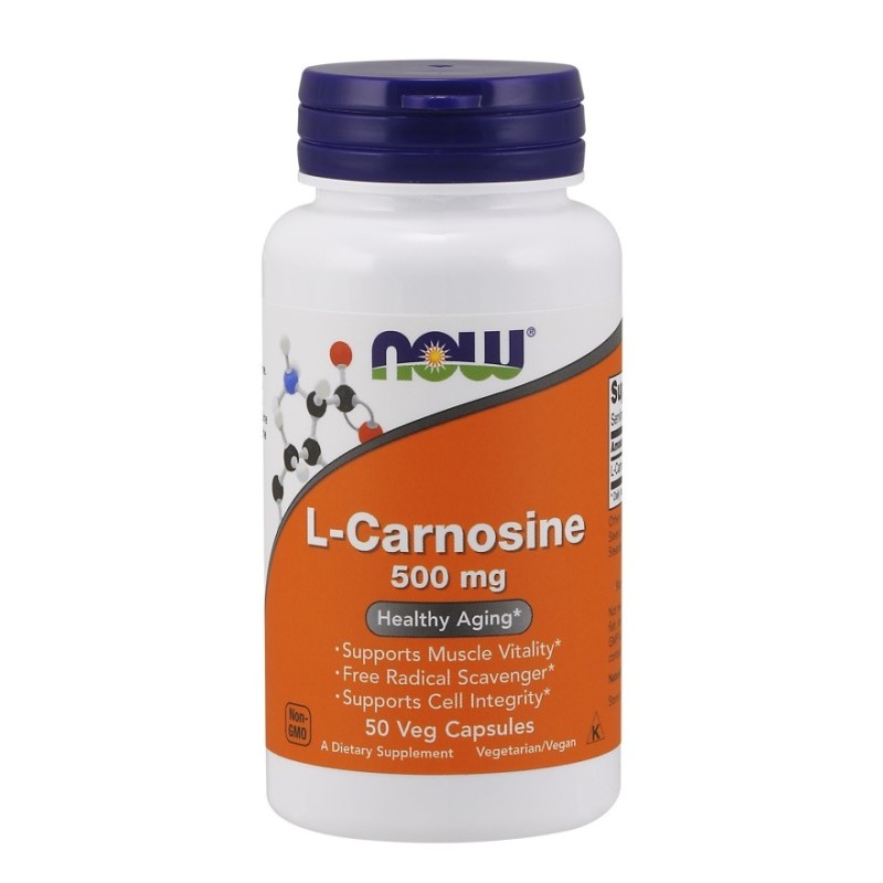 L-Carnosine 500mg 50 vcaps NOW Foods
