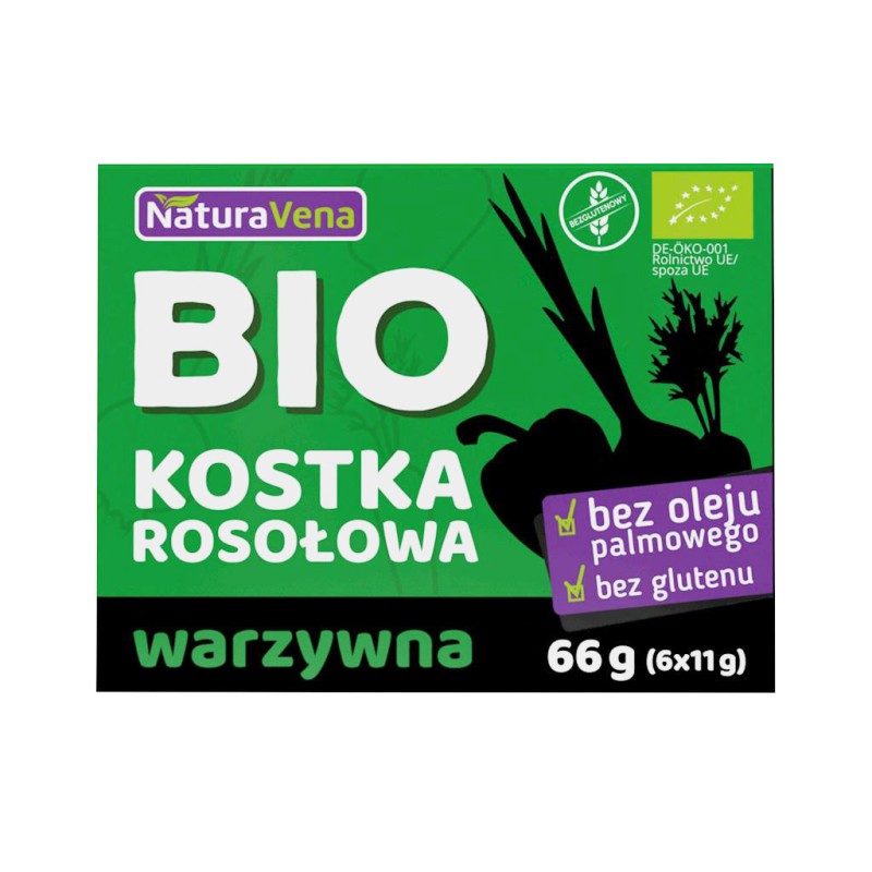 Bulion Kostka Rosołowa Warzywna Bezglutenowa BIO (6 x 11g) 66g NaturaVena