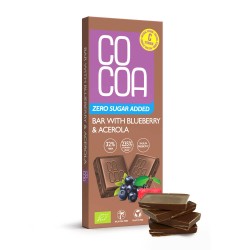 Organic Vegan Blueberry Chocolate With Acerola No Sugar 40g Cocoa