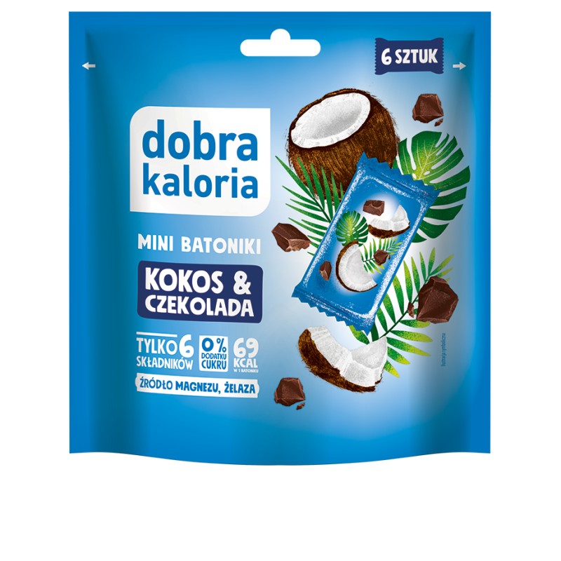 Batoniki Mini Kokos & Czekolada Bez Dodatku Cukru 6 x 18g Dobra Kaloria