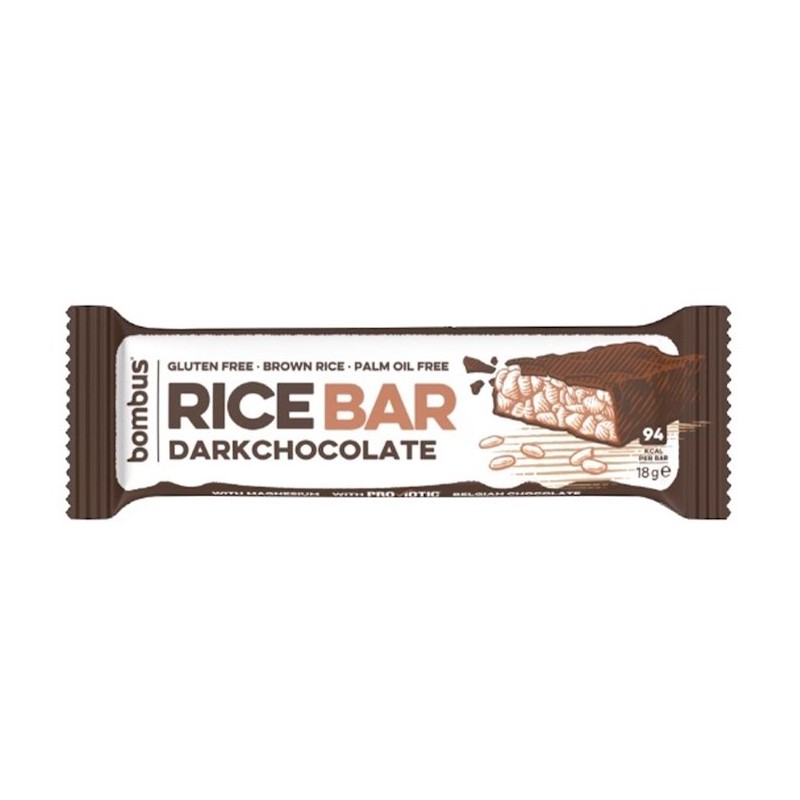 Gluten-Free Rice Bar In Dark Chocolate 18g Bombus