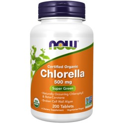 Chlorella, 500mg 200 tabletek NOW Foods