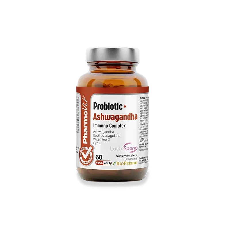 Probiotic + Ashwagandha Immuno Complex Bezglutenowe 60 Kapsułek Pharmovit (Clean Label)