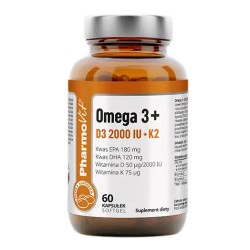 Omega 3 + Witaminy D3 + K2 Bezglutenowe 60 Kapsułek Pharmovit (Clean Label)