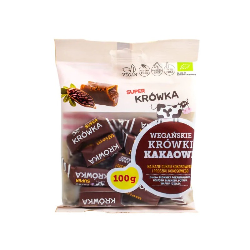 Krówki bezmleczne kakaowe bezglutenowe BIO 100g Super Krówka