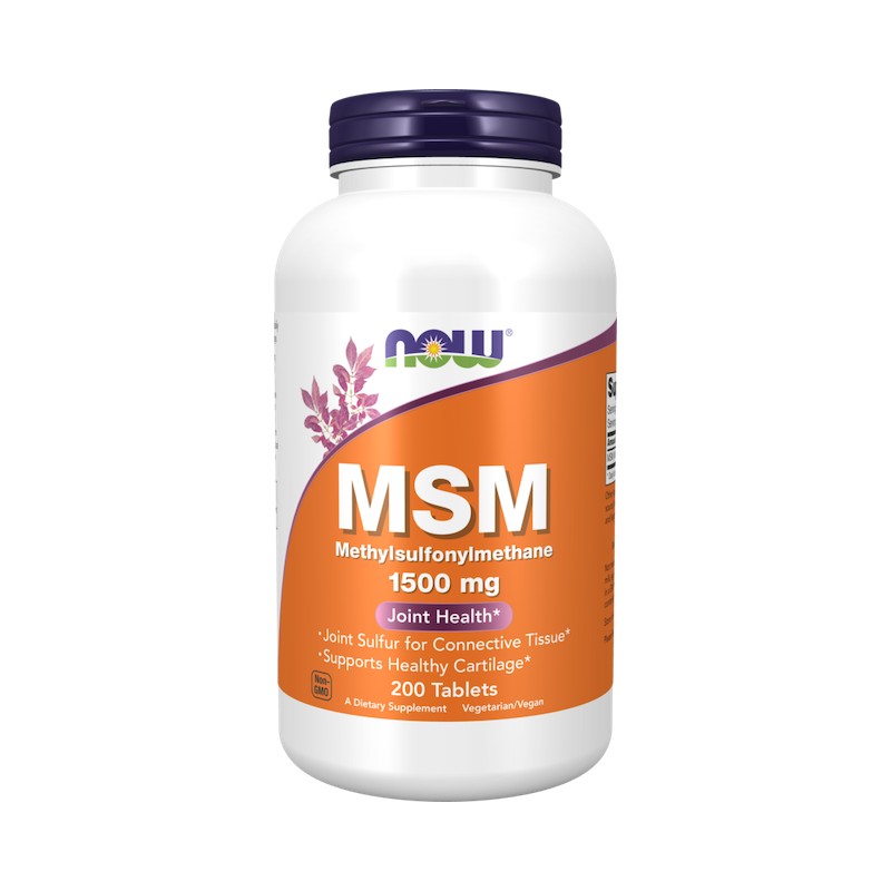 MSM Methylsulphonylmethane, 1500mg 200 tablets NOW Foods