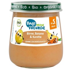 Organic Gluten-Free Mousse Pear, Banana & Carrot From 5 Month No Sugar 120g Freche Freunde