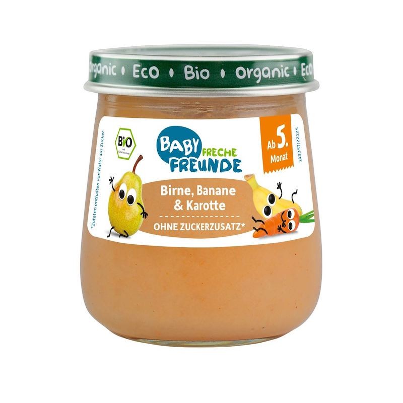 Organic Gluten-Free Mousse Pear, Banana & Carrot No Sugar 120g Freche Freunde