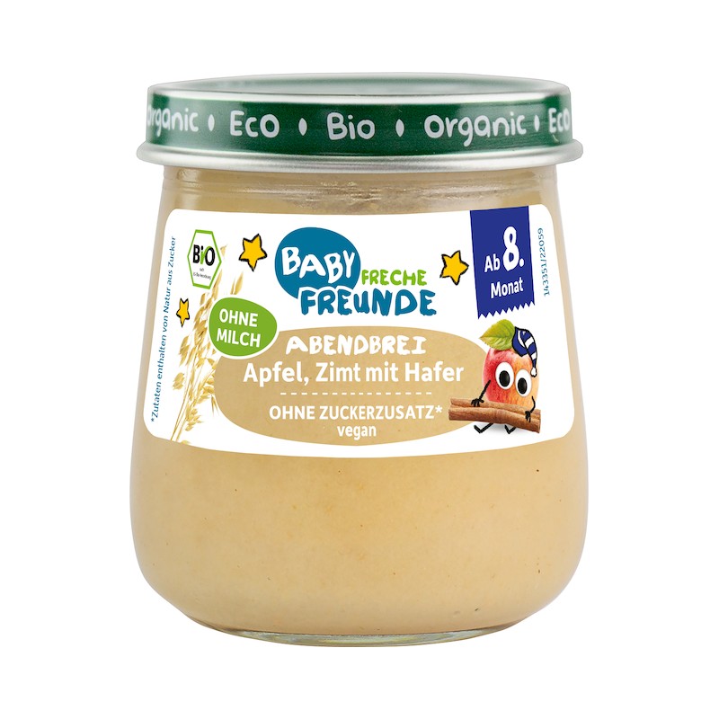 Organic Mousse Apple, Oat & Cinnamon From 8 Month No Sugar 120g Freche Freunde