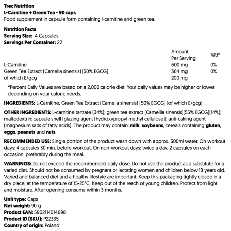 green tea extract vs l carnitine L-Carnitine + 180 caps Trec Nutrition Menge:Doppelpack Best Selling Factory Prices es