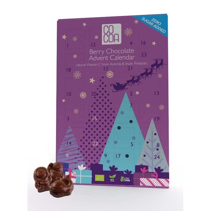 Organic Advent Calendar Blueberry Chocolate No Sugar 180g Cocoa