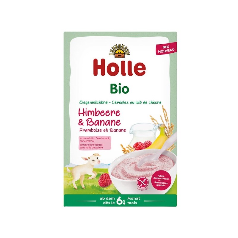 Organic Gluten-Free Milk Rice Raspberry & Banana No Sugar Porridge After 6 Month 200g Holle