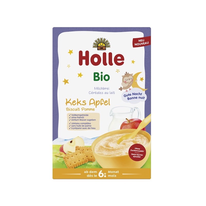 Organic Gluten-Free Milk Oat Cookie & Apple No Sugar Porridge After 6 Month 200g Holle