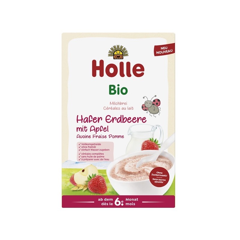 Organic Milk Oat Strawberry & Apple No Sugar Porridge After 6 Month 250g Holle