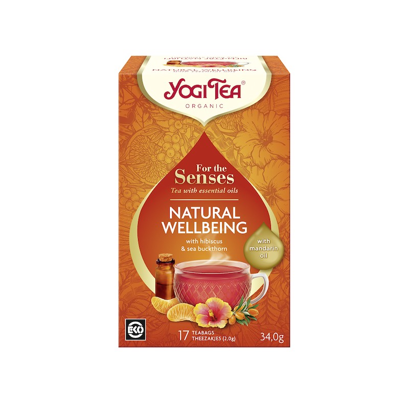 Herbatka Dla Zmysłów Na Dobre Samopoczucie z Olejkiem z Mandarynki For The Senses Natural Wellbeing BIO (17 x 2 g) 34g Yogi Tea