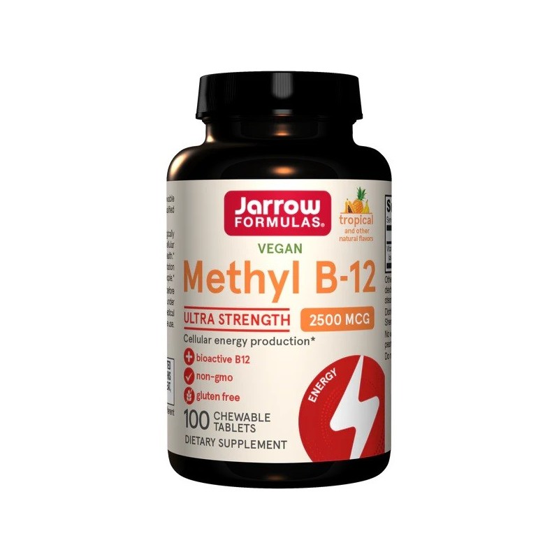 Metylokobalamina B-12 2500mcg Smak Tropikalny 100 tabletek do żucia Jarrow Formulas
