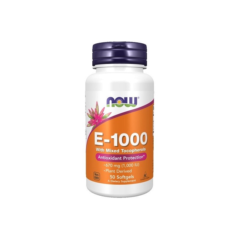 Vitamin E-1000 Natural (Mixed Tocopherols) 50 softgels NOW Foods