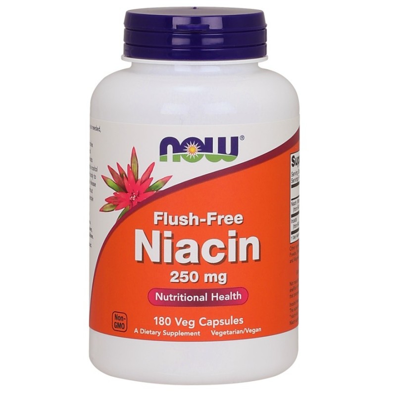 Niacin Flush-Free 250mg 180 vcaps NOW Foods