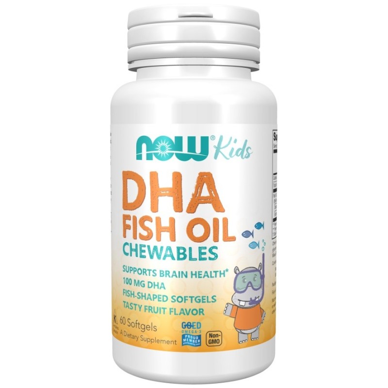 DHA Kids Fish Oil Chewables 100mg 60 softgels NOW Foods