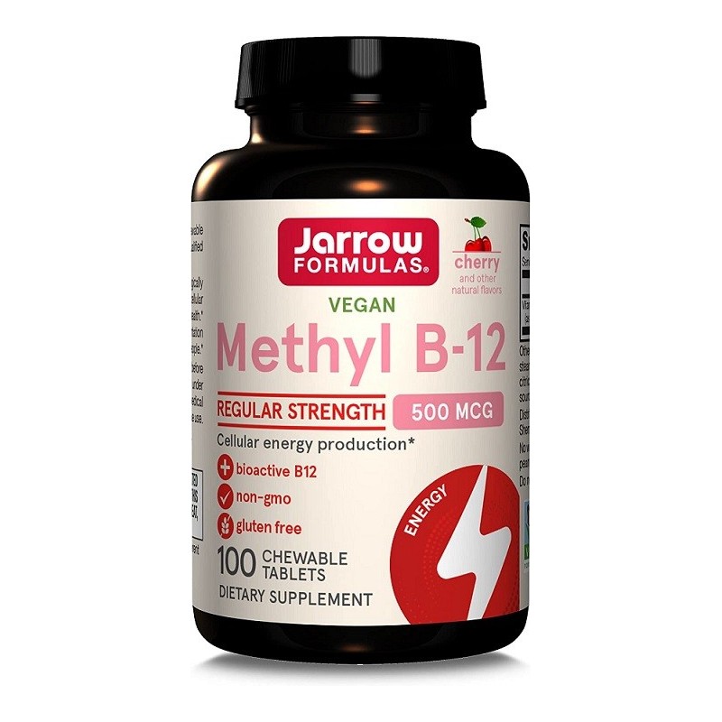 Methyl B-12 500mcg Cherry 100 vegan chewable tabs Jarrow Formulas