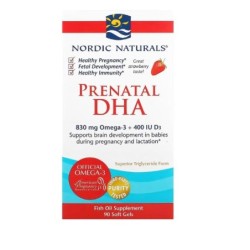 Prenatalny DHA 830mg Omega-3 + 400IU D3 Smak Truskawkowy 90 kapsułek Nordic Naturals