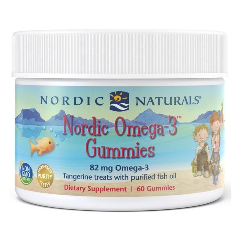 Nordic Omega-3 82mg Tangerine Treats 60 gummies Nordic Naturals