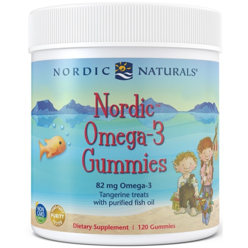 Nordic Omega-3 82mg Tangerine Treats 120 gummies Nordic Naturals