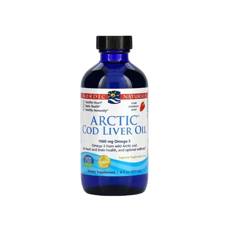 Olej z Wątroby Dorsza Arktycznego 1060mg Smak Truskawkowy 237ml Nordic Naturals