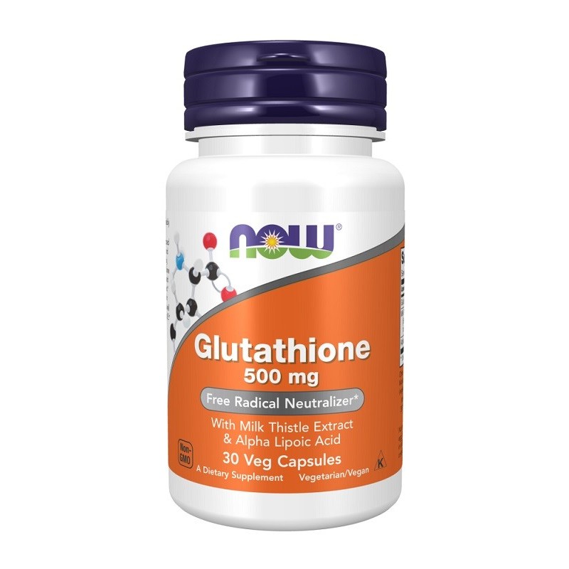 Glutathione with Milk Thistle Extract & Alpha Lipoic Acid 500mg 30 vcaps  NOW Foods|4ecoshop